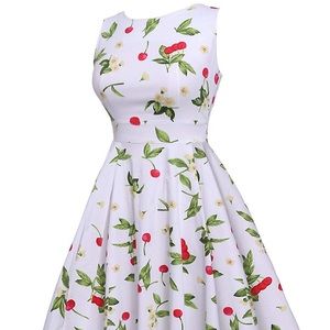 Cherries and Blossoms Dress sz L EUC